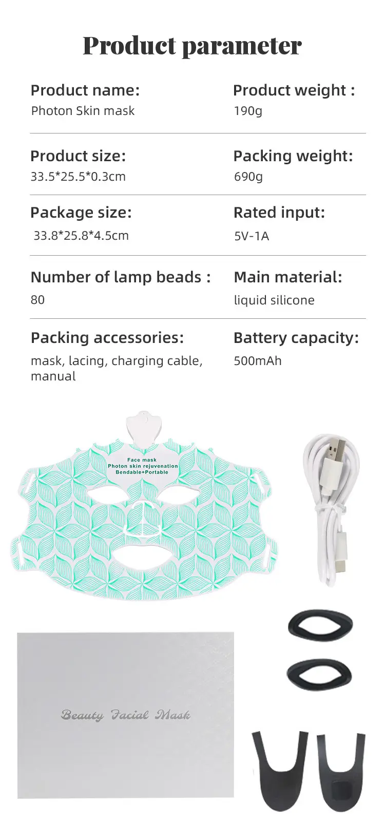 Led Photon Skin Home Use Cross-Border Wireless Spectrometer Red Light Facial Mask Device 7-Color Light Silicone Beauty Mask — feature 6