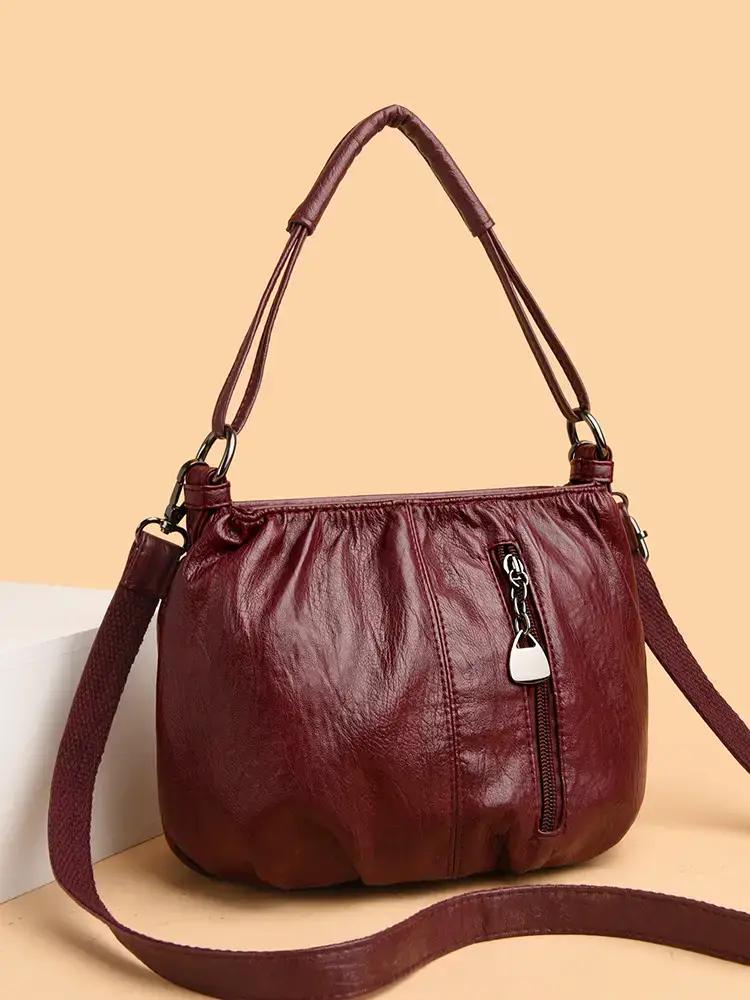 Women's Brown Leather Mobile Phone Crossbody Bag 2026 - Image 5