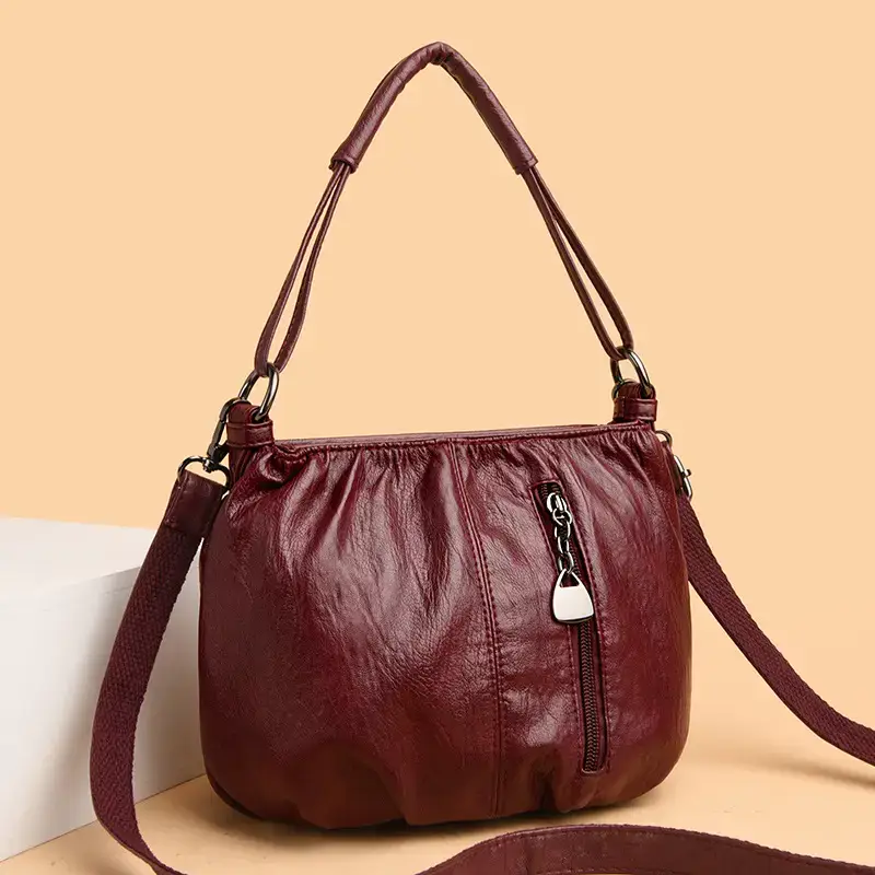 Women's Brown Leather Mobile Phone Crossbody Bag 2026 - Image 3