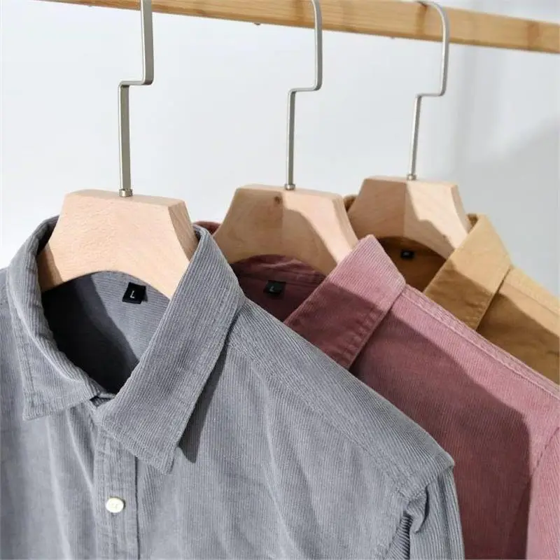 Men's Beige Corduroy Button Down Shirt - Image 7