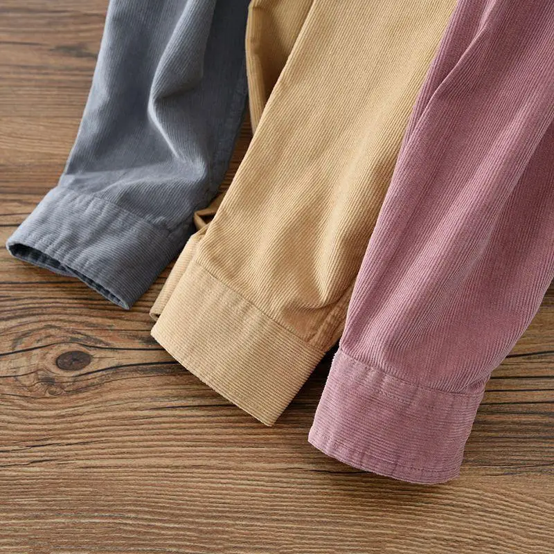 Men's Beige Corduroy Button Down Shirt - Image 8