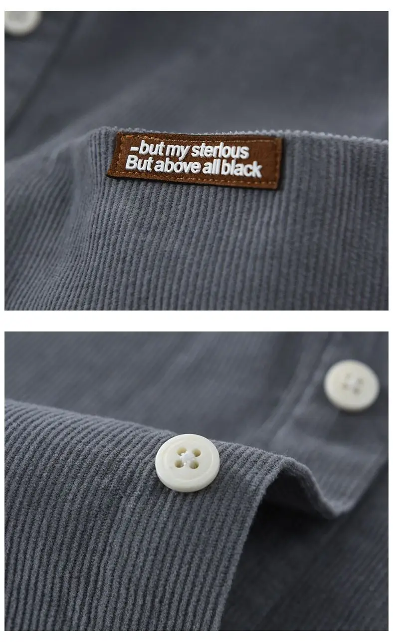 Men's Beige Corduroy Button Down Shirt — feature 10