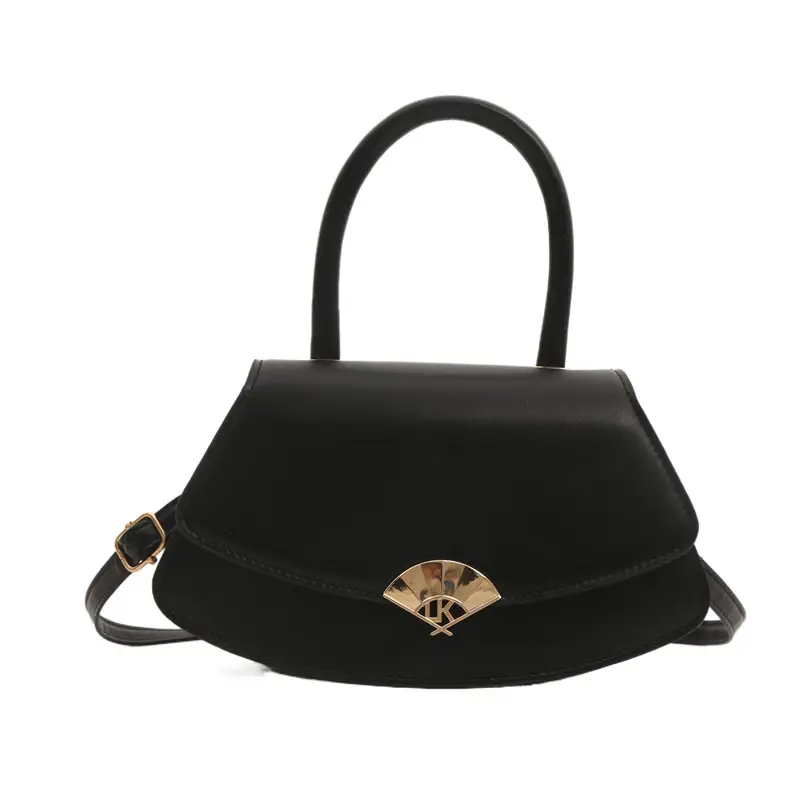 Black Square Shoulder Crossbody Bag with Gold Clasp - Image 10