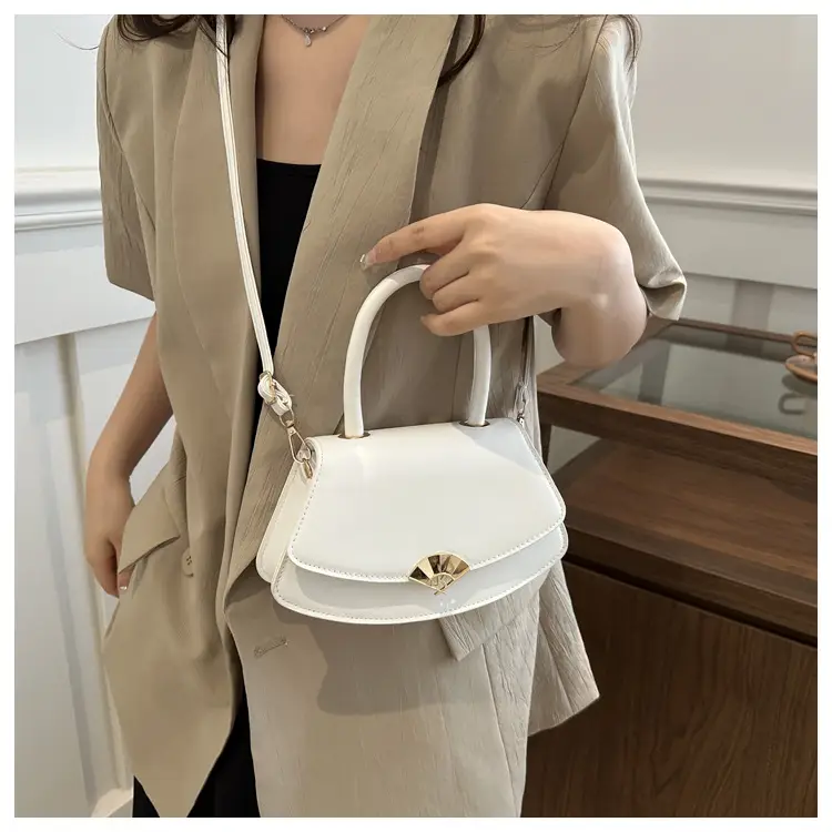 Black Square Shoulder Crossbody Bag with Gold Clasp — feature 11