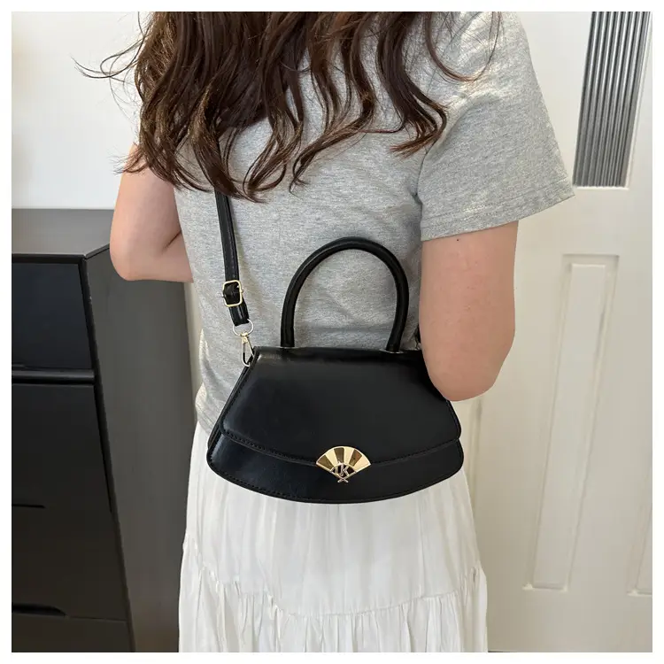Black Square Shoulder Crossbody Bag with Gold Clasp — feature 22