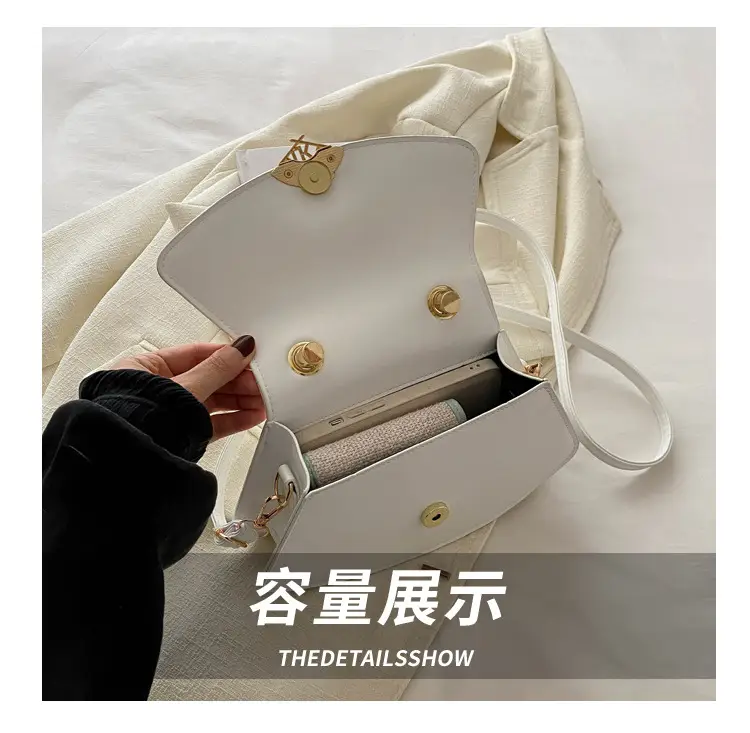 Black Square Shoulder Crossbody Bag with Gold Clasp — feature 6