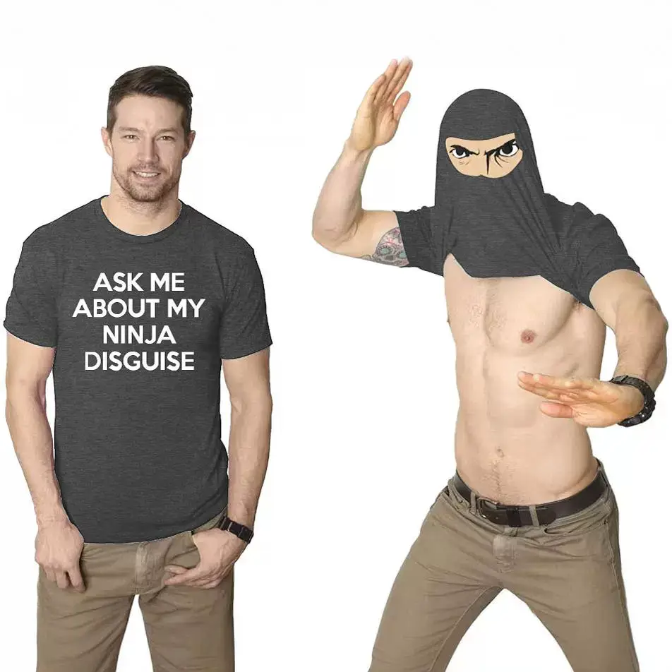 Men's Short Sleeve Ninja Mask T-Shirt Black - Image 9