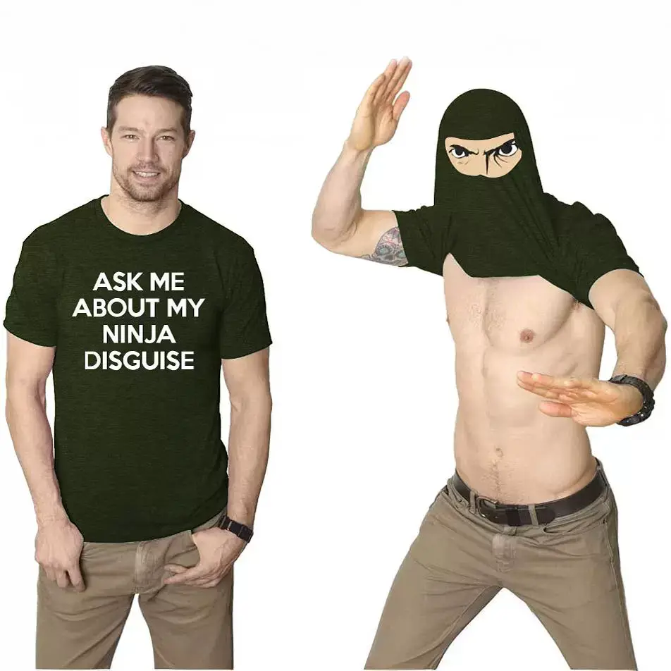 Men's Short Sleeve Ninja Mask T-Shirt Black - Image 10