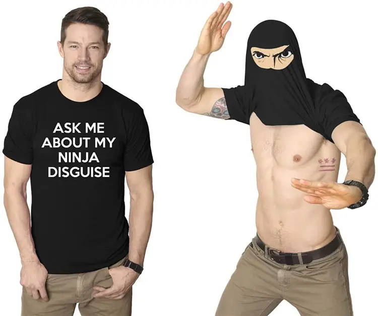 Men's Short Sleeve Ninja Mask T-Shirt Black - Image 2
