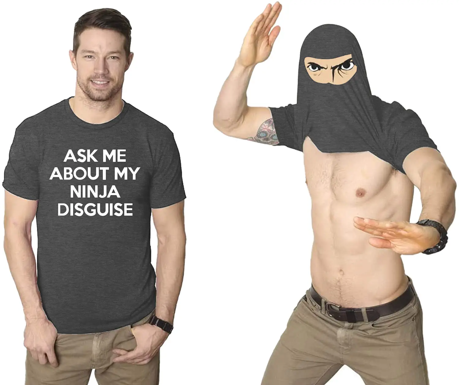Men's Short Sleeve Ninja Mask T-Shirt Black - Image 3