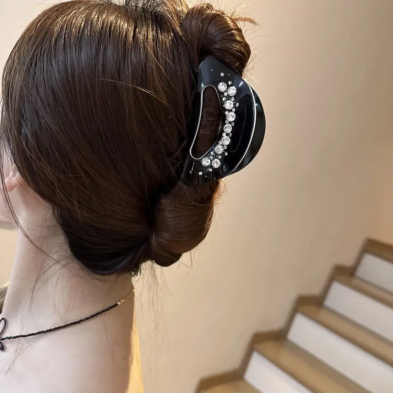 Black Rhinestone Hairpin for Women Medium - Image 7