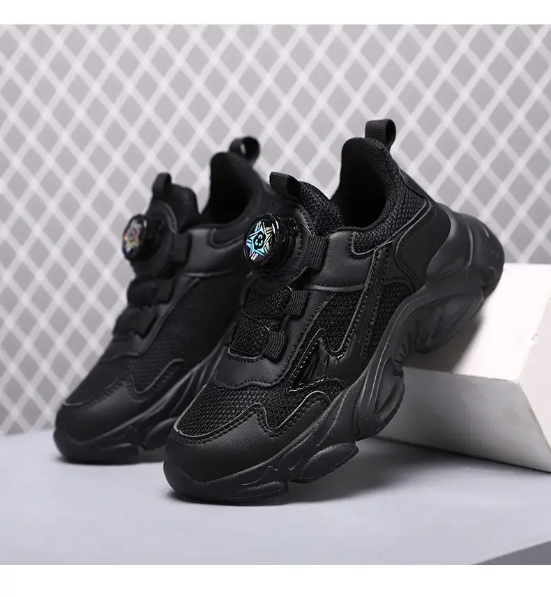 Kids White Running Sneakers with Rotating Buttons — feature 12