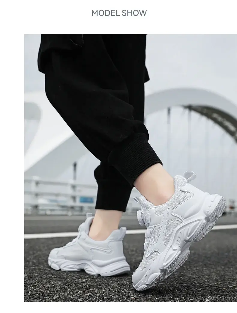 Kids White Running Sneakers with Rotating Buttons — feature 16