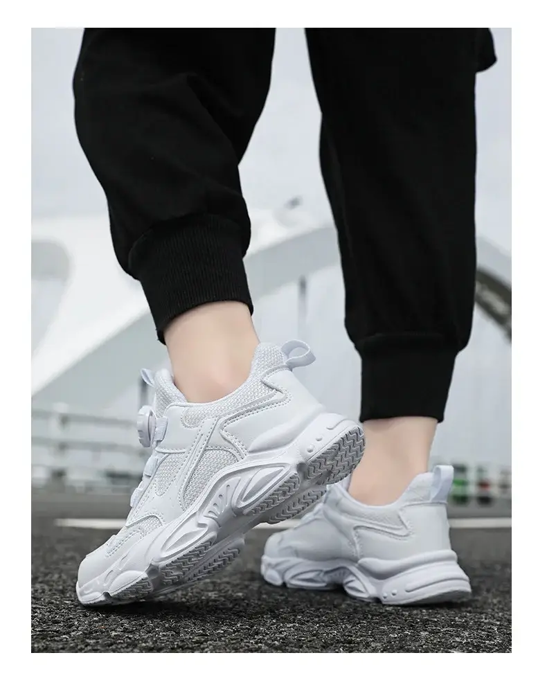 Kids White Running Sneakers with Rotating Buttons — feature 18