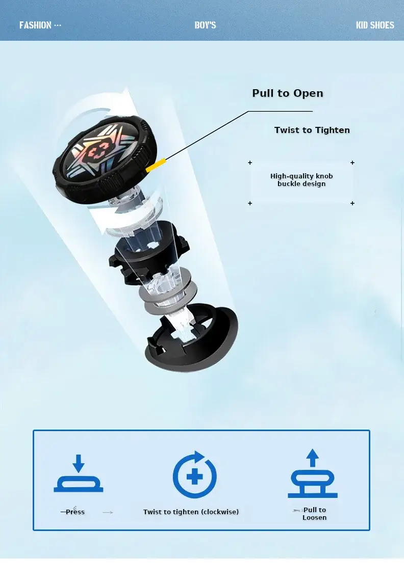Kids White Running Sneakers with Rotating Buttons — feature 4