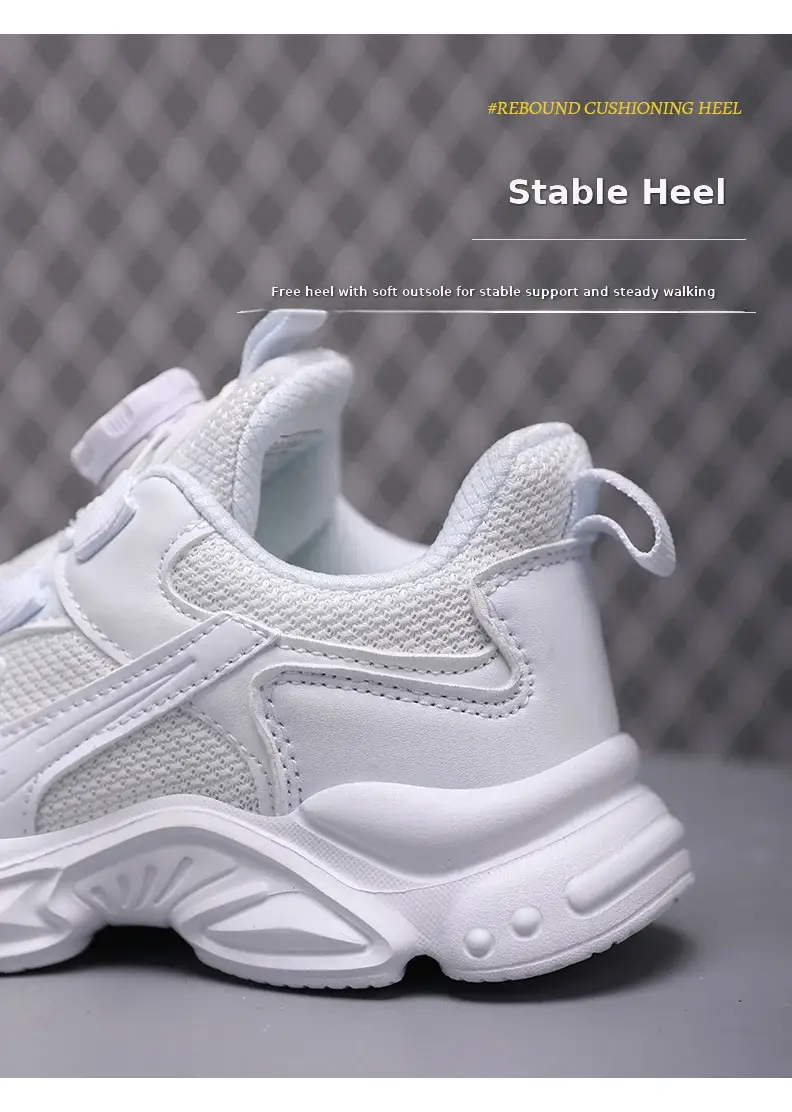 Kids White Running Sneakers with Rotating Buttons — feature 9