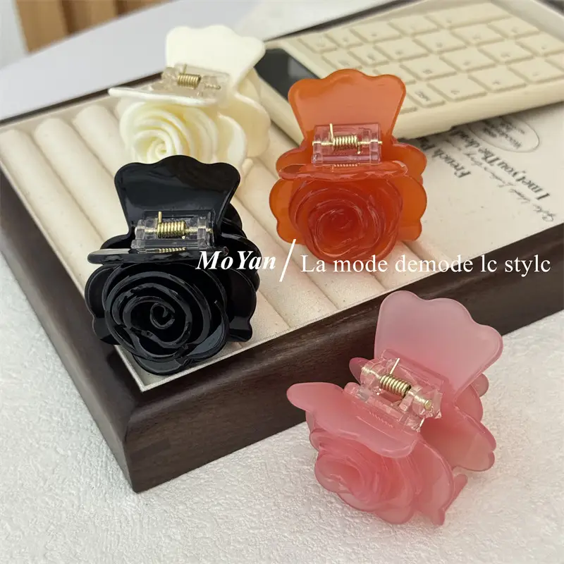 2024 Black 3D Rose Hair Clip for Women