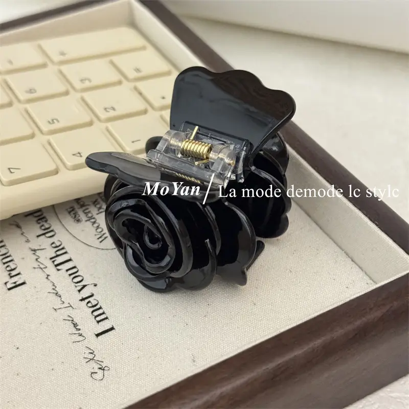 2024 Black 3D Rose Hair Clip for Women — feature 12