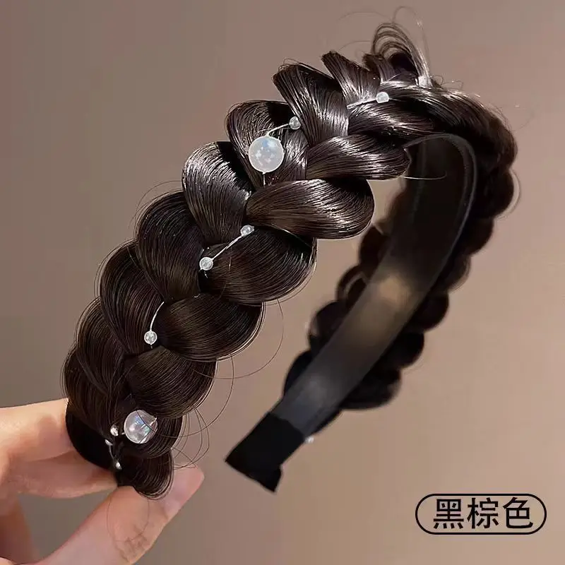 White Hair Cover Wig with Fish Bone Braid & Sideburns - Image 17