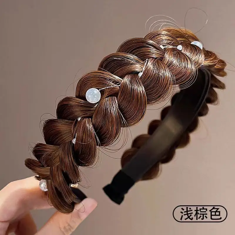 White Hair Cover Wig with Fish Bone Braid & Sideburns - Image 19