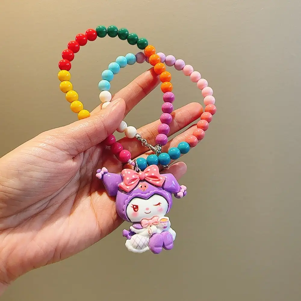 Girls Cartoon Princess Beaded Necklace with Elsa Pendant