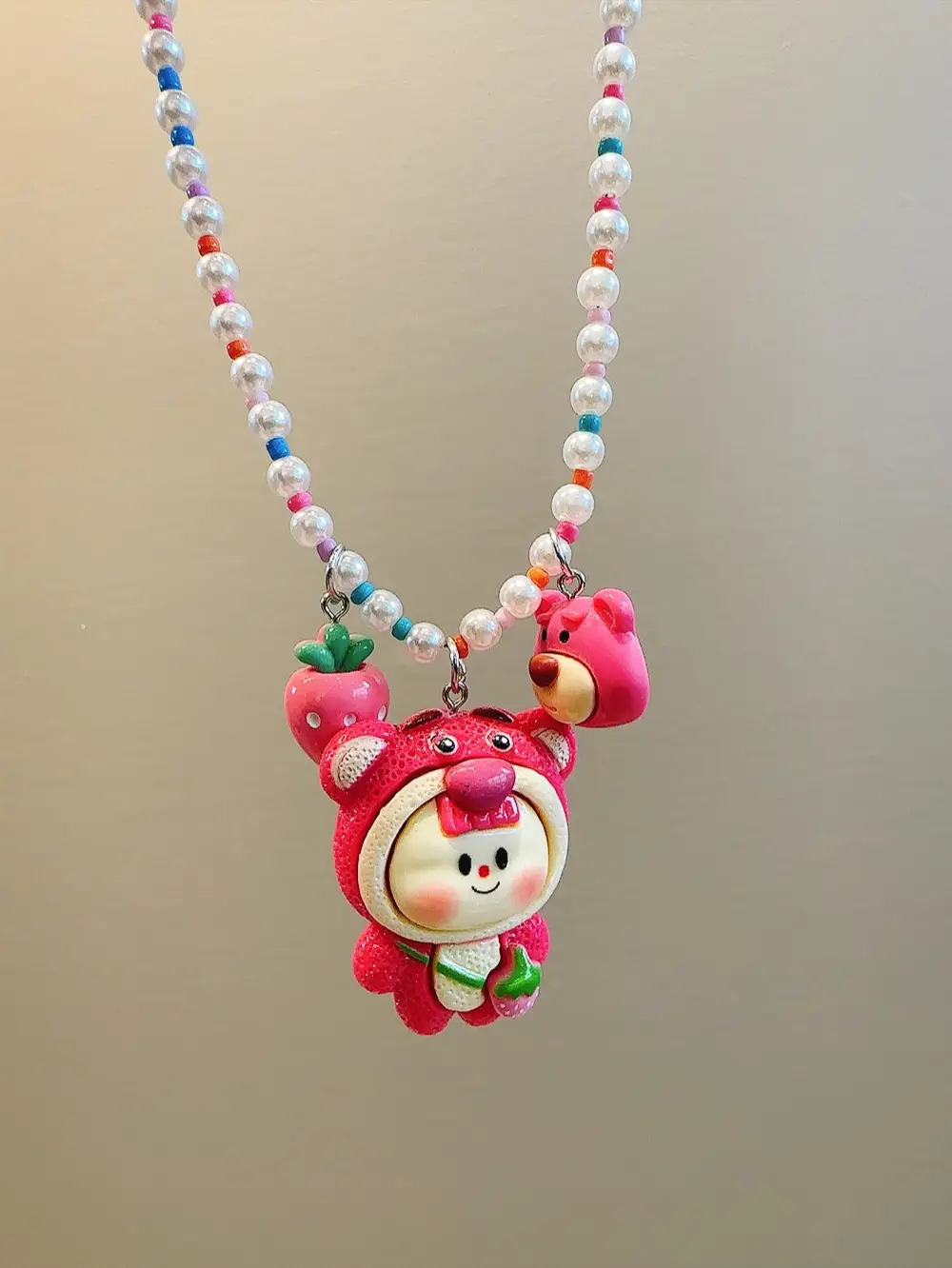 Girls Cartoon Princess Beaded Necklace with Elsa Pendant