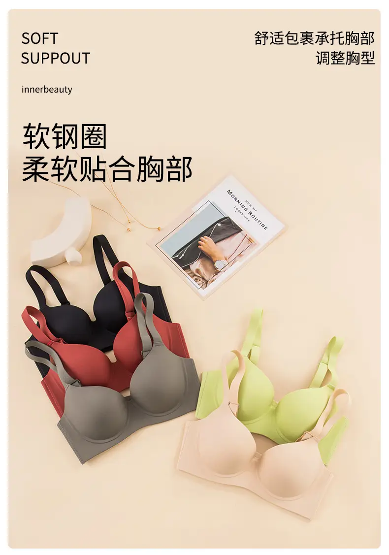 New Gap plus size Large Cup Soft Steel Ring Underwear Traceless Push-up Push-up Breathable Big Chest Show Small Text Bra — feature 13