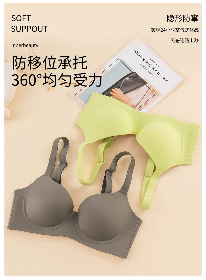 New Gap plus size Large Cup Soft Steel Ring Underwear Traceless Push-up Push-up Breathable Big Chest Show Small Text Bra — feature 14