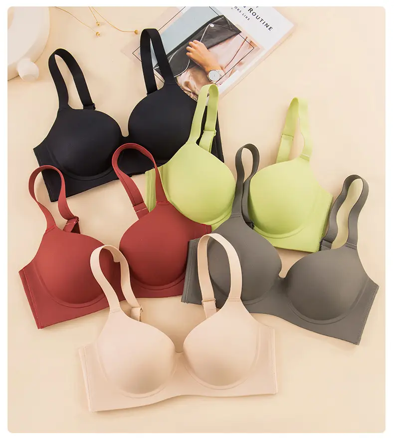 New Gap plus size Large Cup Soft Steel Ring Underwear Traceless Push-up Push-up Breathable Big Chest Show Small Text Bra — feature 2
