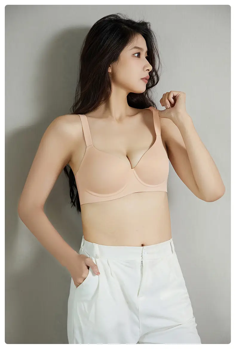 New Gap plus size Large Cup Soft Steel Ring Underwear Traceless Push-up Push-up Breathable Big Chest Show Small Text Bra — feature 22