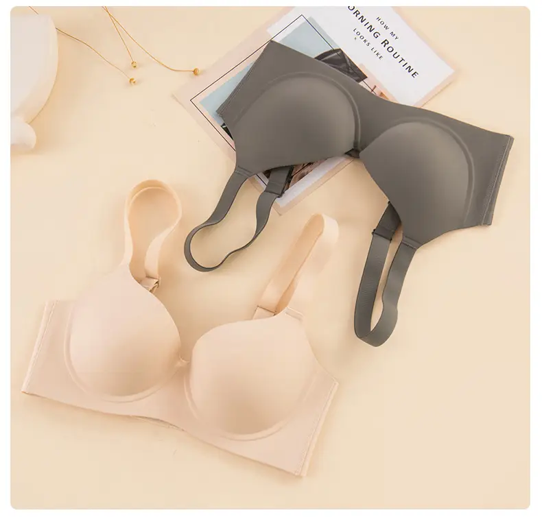 New Gap plus size Large Cup Soft Steel Ring Underwear Traceless Push-up Push-up Breathable Big Chest Show Small Text Bra — feature 3