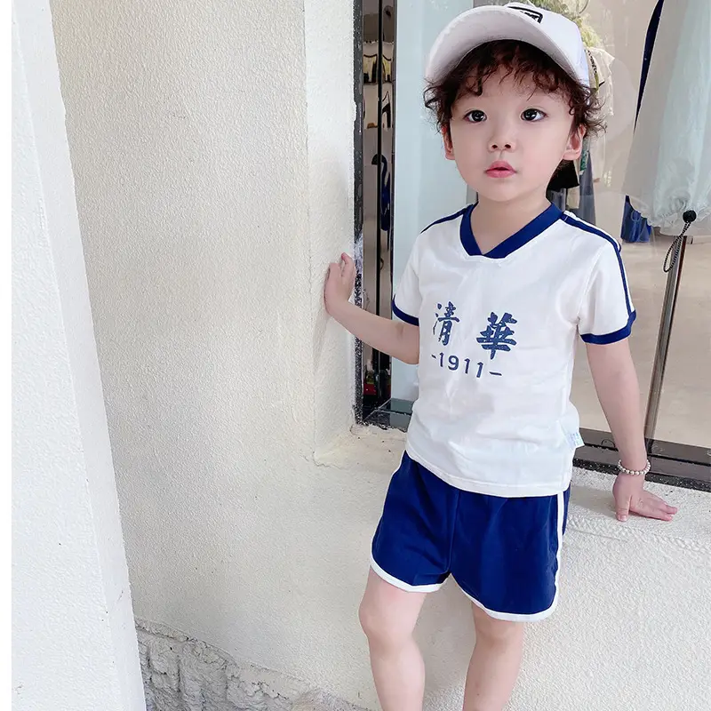 2280 Summer Kids Vest Shorts Red White 0-2Y