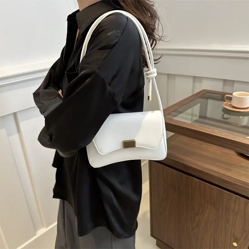 Black Lock Buckle Crossbody Bag for Women - Image 5
