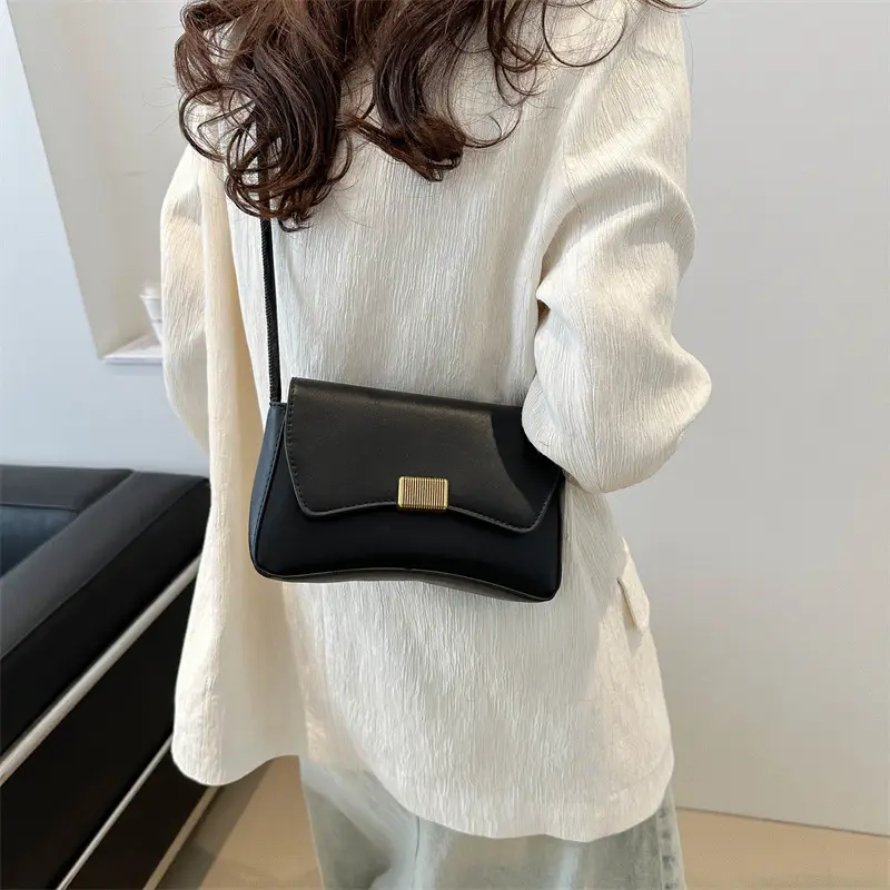 Black Lock Buckle Crossbody Bag for Women - Image 8
