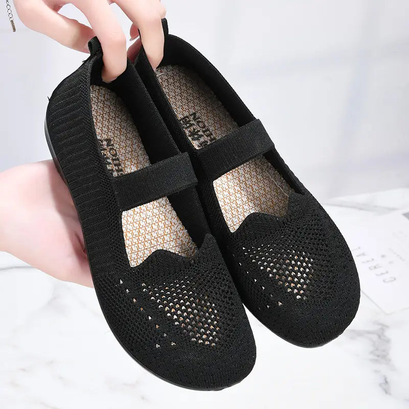 Old Beijing Cloth Shoes Women's Summer Mesh Shoes Breathable Mesh Shoes for Middle-aged and Elderly Moms Non-slip Soft Sole Slip-on Flat Shoes - Image 6