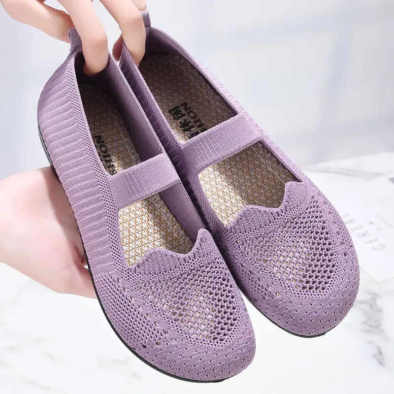 Old Beijing Cloth Shoes Women's Summer Mesh Shoes Breathable Mesh Shoes for Middle-aged and Elderly Moms Non-slip Soft Sole Slip-on Flat Shoes - Image 7