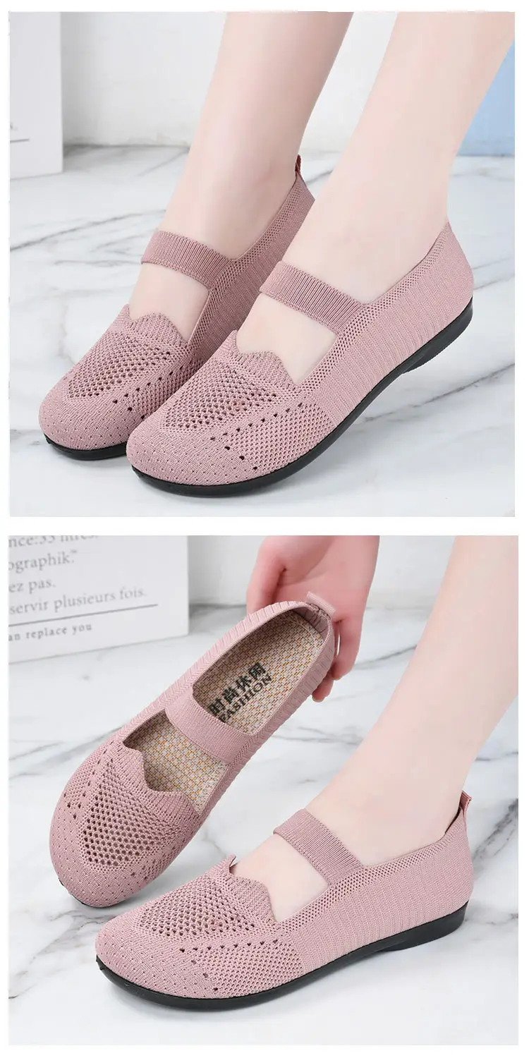 Old Beijing Cloth Shoes Women's Summer Mesh Shoes Breathable Mesh Shoes for Middle-aged and Elderly Moms Non-slip Soft Sole Slip-on Flat Shoes — feature 12