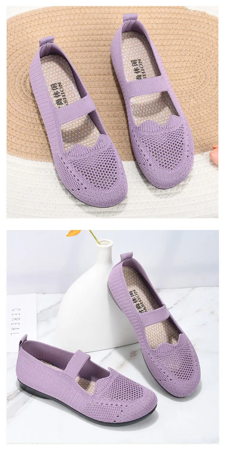 Old Beijing Cloth Shoes Women's Summer Mesh Shoes Breathable Mesh Shoes for Middle-aged and Elderly Moms Non-slip Soft Sole Slip-on Flat Shoes — feature 7