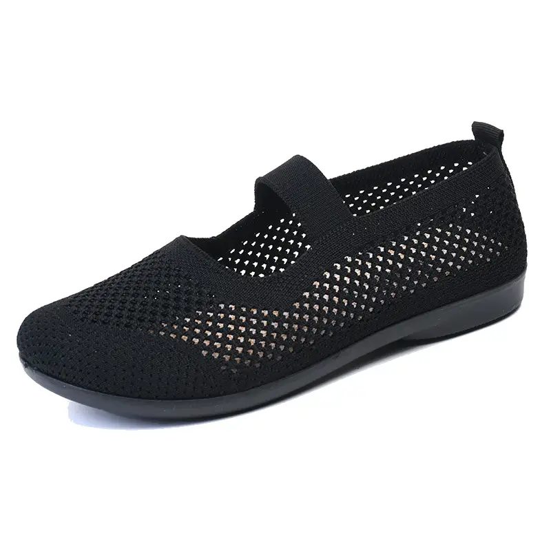 Old Beijing Cloth Shoes Women's Summer Mesh Shoes Breathable Mesh Shoes for Middle-aged and Elderly Moms Non-slip Soft Sole Slip-on Flat Shoes - Image 2
