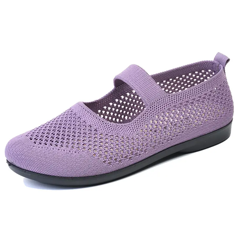 Old Beijing Cloth Shoes Women's Summer Mesh Shoes Breathable Mesh Shoes for Middle-aged and Elderly Moms Non-slip Soft Sole Slip-on Flat Shoes - Image 3