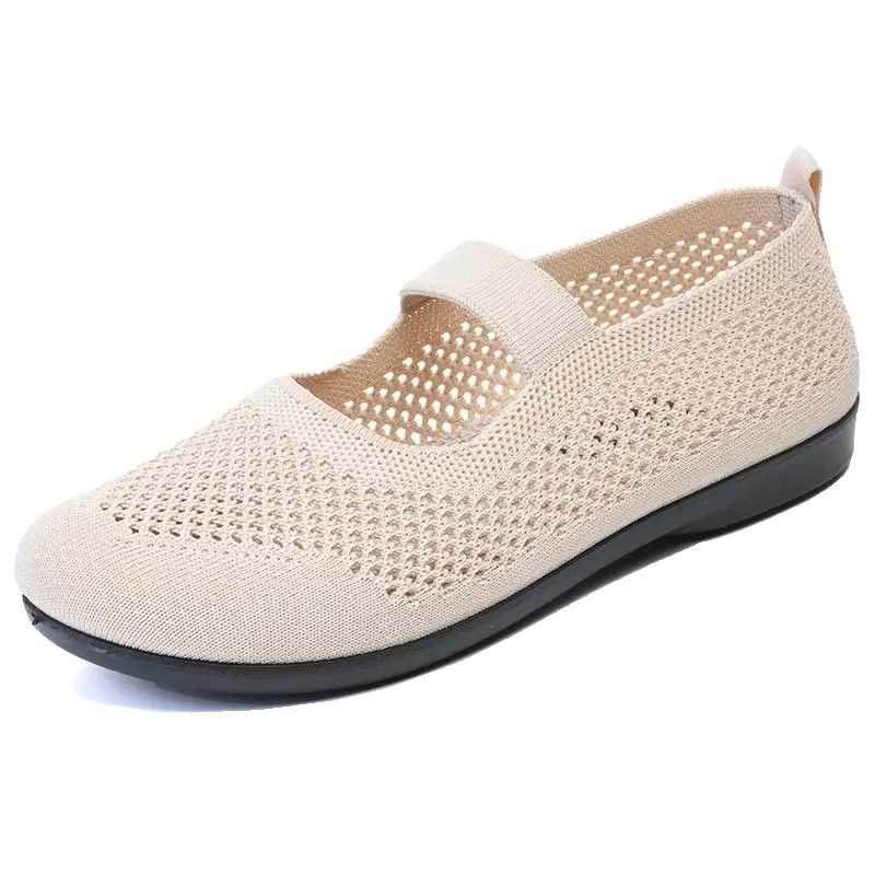 Old Beijing Cloth Shoes Women's Summer Mesh Shoes Breathable Mesh Shoes for Middle-aged and Elderly Moms Non-slip Soft Sole Slip-on Flat Shoes - Image 4