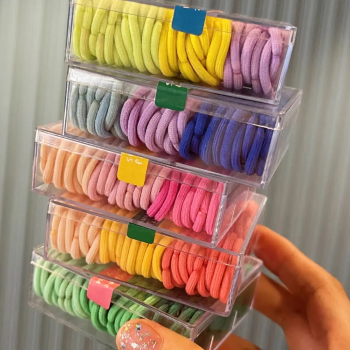 Rainbow Rubber Bands for Kids Hair Rope 90 Pcs - Image 7
