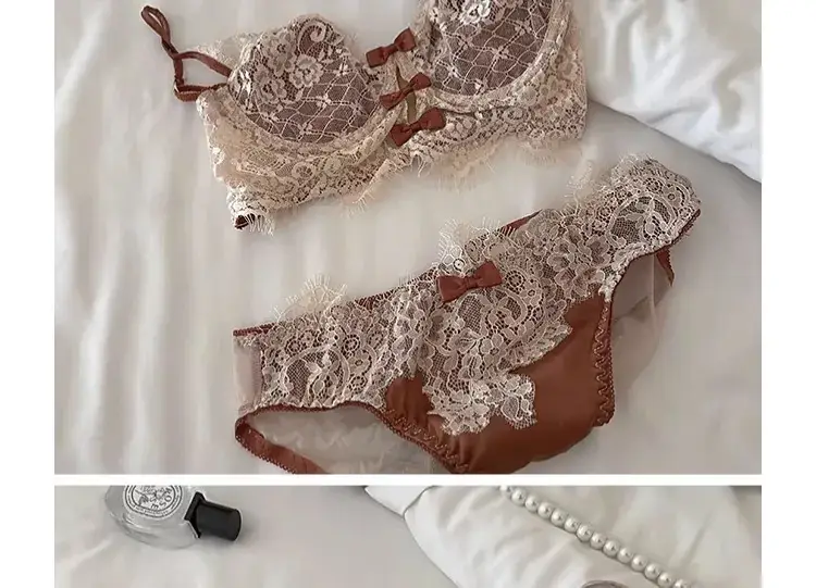 French Style Lace Underwear Women's Black White Large Chest — feature 14