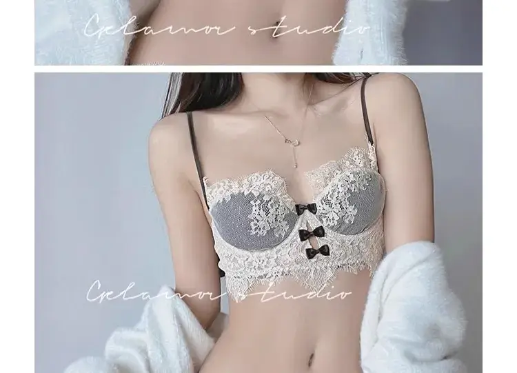 French Style Lace Underwear Women's Black White Large Chest — feature 2