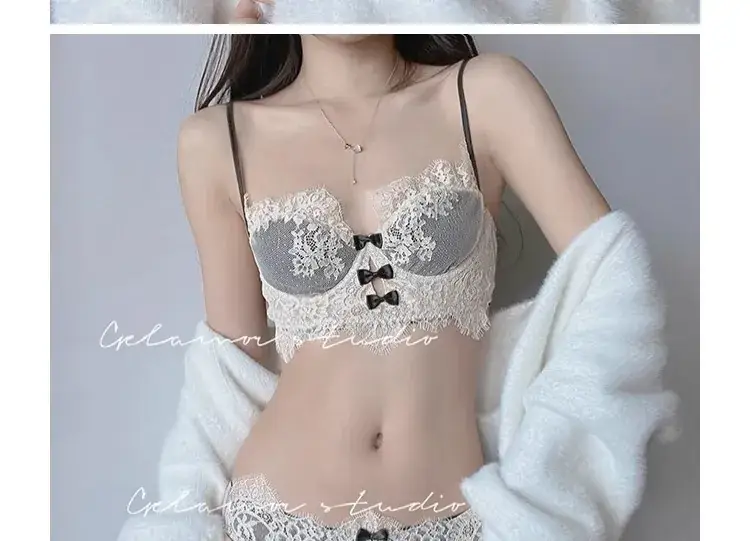 French Style Lace Underwear Women's Black White Large Chest — feature 6