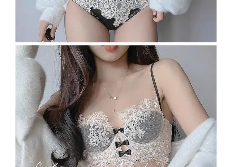 French Style Lace Underwear Women's Black White Large Chest — feature 7
