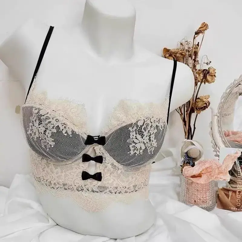 French Style Lace Underwear Women's Black White Large Chest