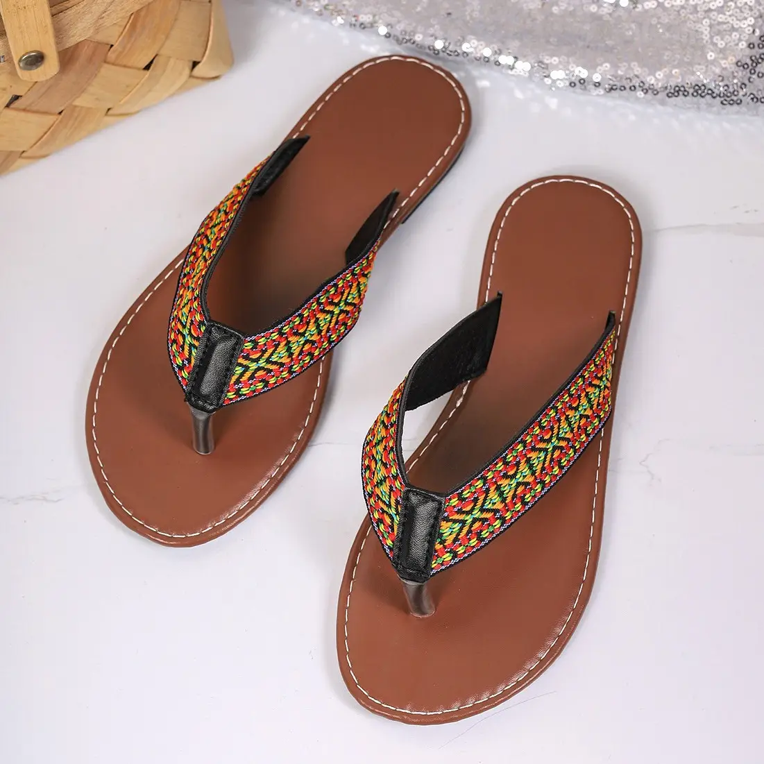 2024 Ethnic Ethnic Flat Slippers for Women Summer Shoes - Image 5