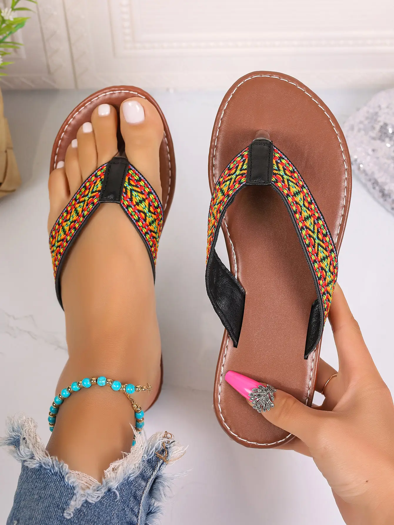 2024 Ethnic Ethnic Flat Slippers for Women Summer Shoes — feature 1