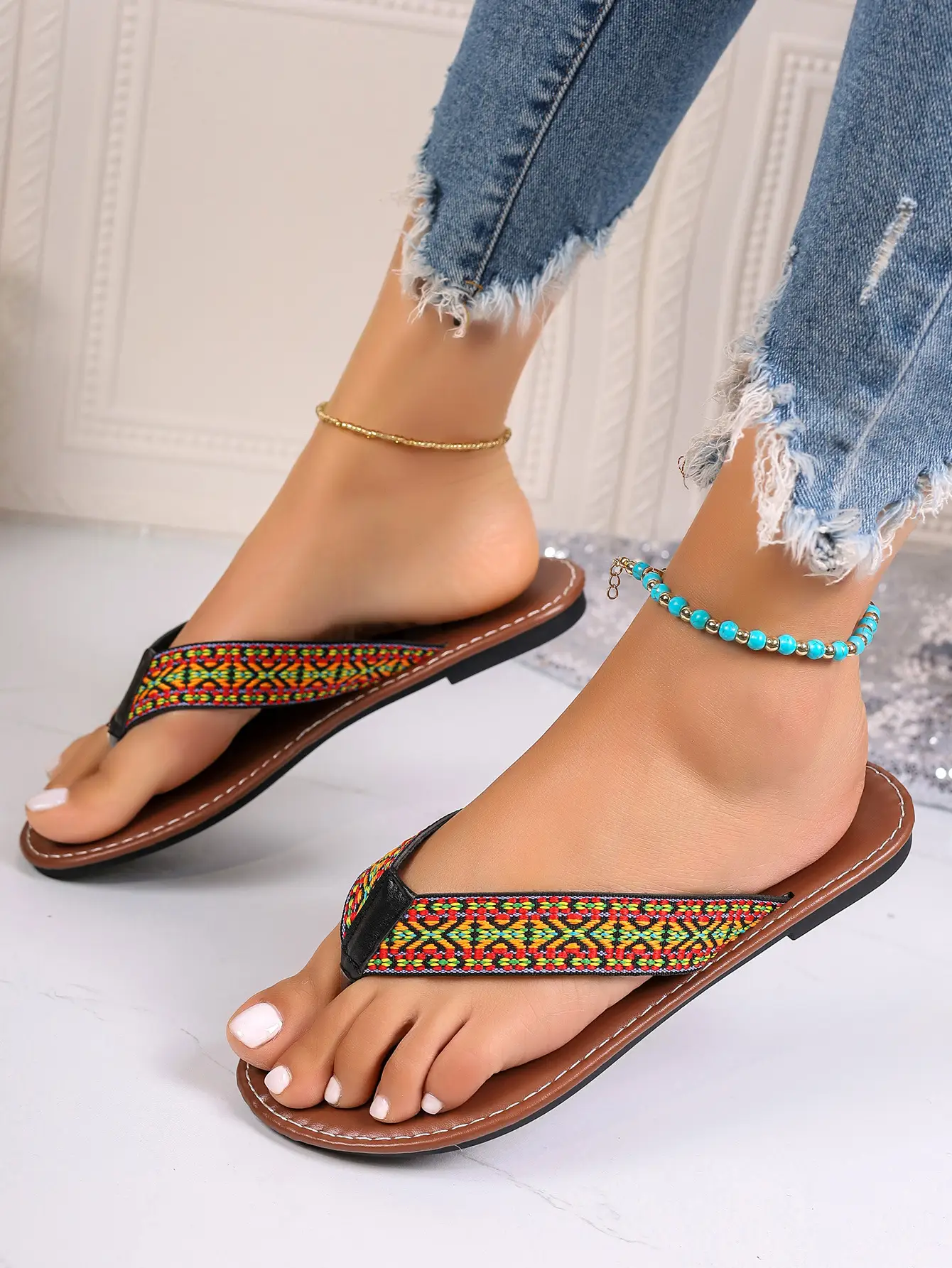 2024 Ethnic Ethnic Flat Slippers for Women Summer Shoes — feature 5